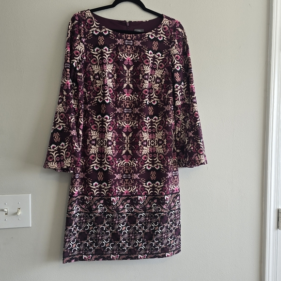 Vince Camuto Long Sleeve Dress - Purple and Pink 12 - Picture 1 of 7